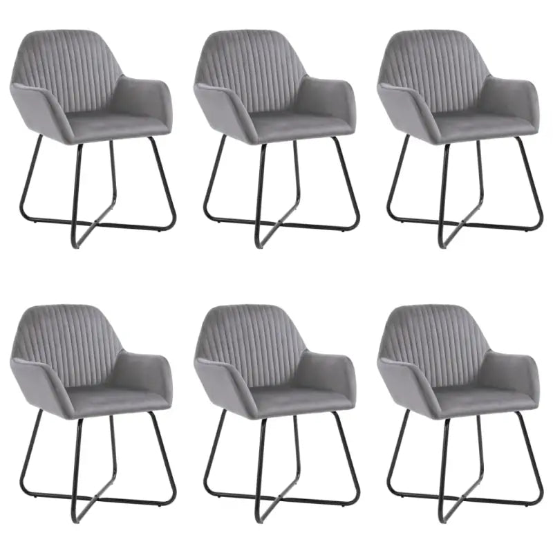 Set van 2 eetkamerstoelen met gepoedercoat stalen poten en fluweel - Grijs / 6 - Eetkamerstoelen