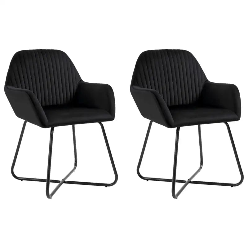 Set van 2 eetkamerstoelen met gepoedercoat stalen poten en fluweel - Zwart / 2 - Eetkamerstoelen
