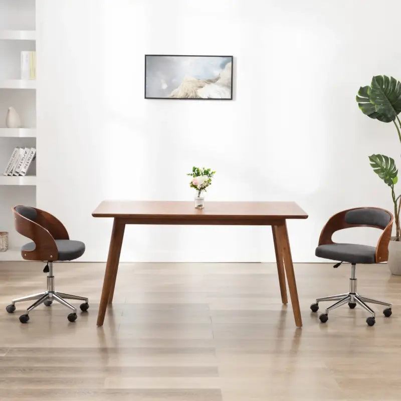 Set van 2 eetkamerstoelen met kunststof wieltjes en kunstleer bekleding - Grijs / 1 - Eetkamerstoelen