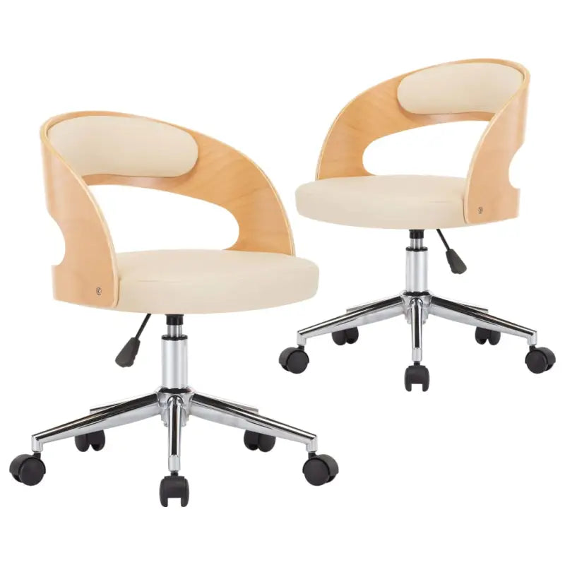 Set van 2 eetkamerstoelen met kunststof wieltjes en kunstleer bekleding - Eetkamerstoelen