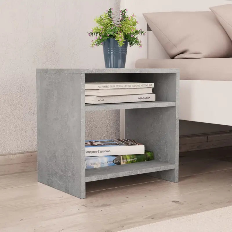 Set van 2 nachtkastjes van bewerkt hout met open vak en levering bevat - Betongrijs / 1 - Nachtkastjes