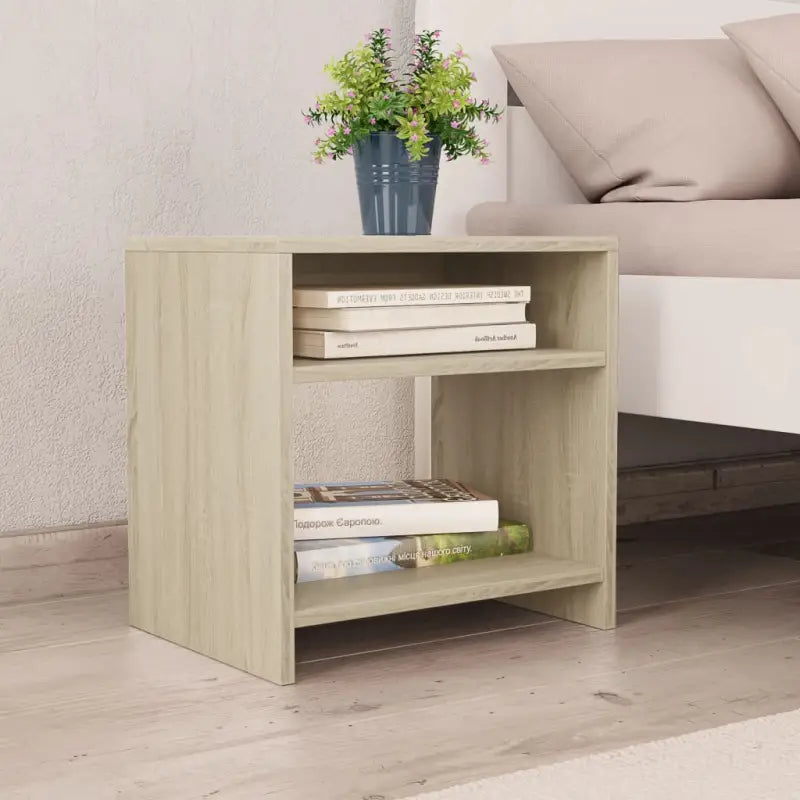 Set van 2 nachtkastjes van bewerkt hout met open vak en levering bevat - Sonoma eiken / 1 - Nachtkastjes