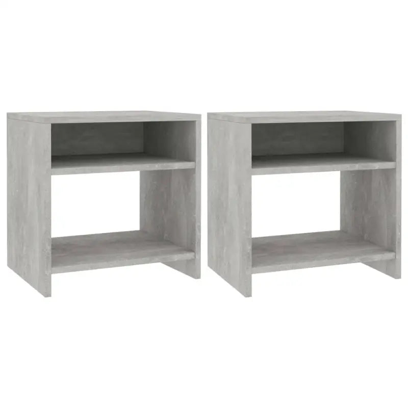 Set van 2 nachtkastjes van bewerkt hout met open vak en levering bevat - Betongrijs / 2 - Nachtkastjes