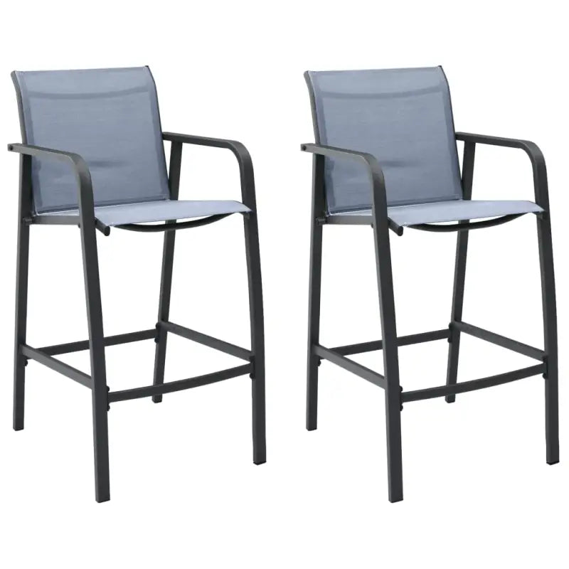 Set van 4 tuinbarstoelen met stevig stalen frame - Grijs / 2 - Tuinstoelen