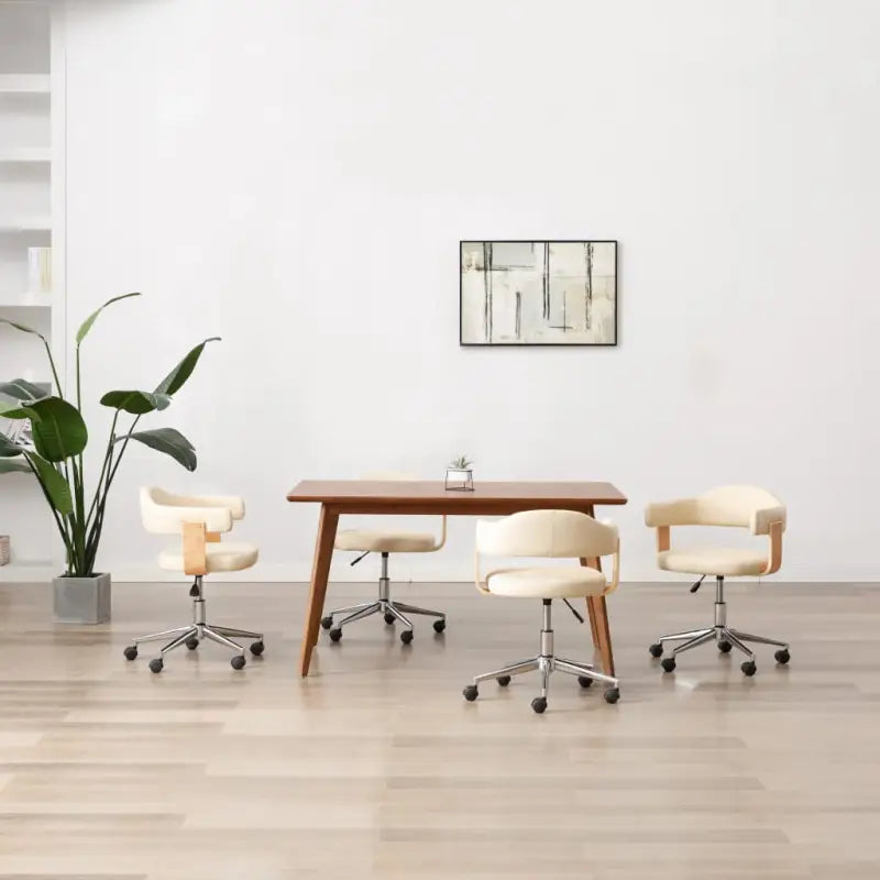 Set van 6 hoogte verstelbare draaibare eetkamerstoelen - Crème / 4 - Eetkamerstoelen
