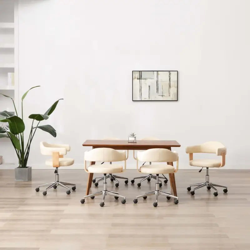 Set van 6 hoogte verstelbare draaibare eetkamerstoelen - Crème / 6 - Eetkamerstoelen