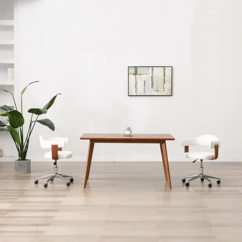 Set van 6 hoogte verstelbare draaibare eetkamerstoelen - Wit / 2 - Eetkamerstoelen