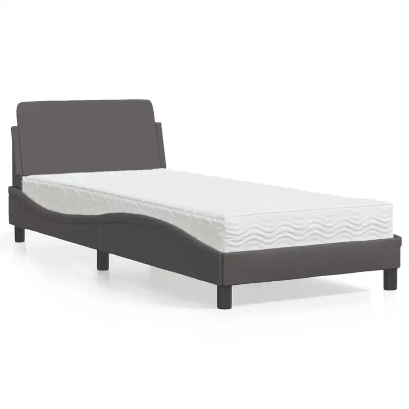 Slaap lekker met wit materiaal bed met multiplex lattenbodem en 22d PU-schuim - Grijs / 90 x 200 cm - Bedden & bedframes