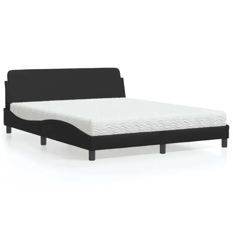 Slaap lekker met wit materiaal bed met multiplex lattenbodem en 22d PU-schuim - Zwart / 160 x 200 cm - Bedden &