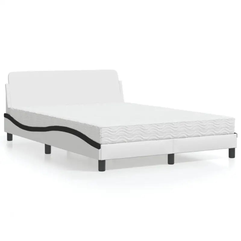 Slaap lekker met wit materiaal bed met multiplex lattenbodem en 22d PU-schuim - Wit en zwart / 140 x 200 cm - Bedden &