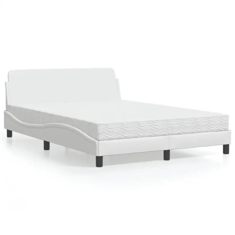 Slaap lekker met wit materiaal bed met multiplex lattenbodem en 22d PU-schuim - Wit / 120 x 200 cm - Bedden & bedframes
