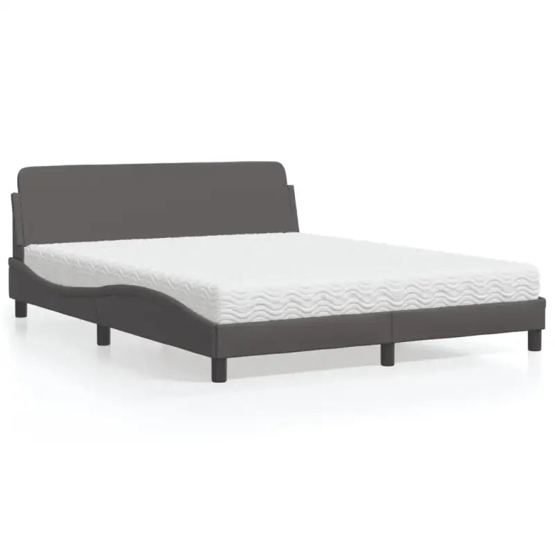 Slaap lekker met wit materiaal bed met multiplex lattenbodem en 22d PU-schuim - Grijs / 160 x 200 cm - Bedden &