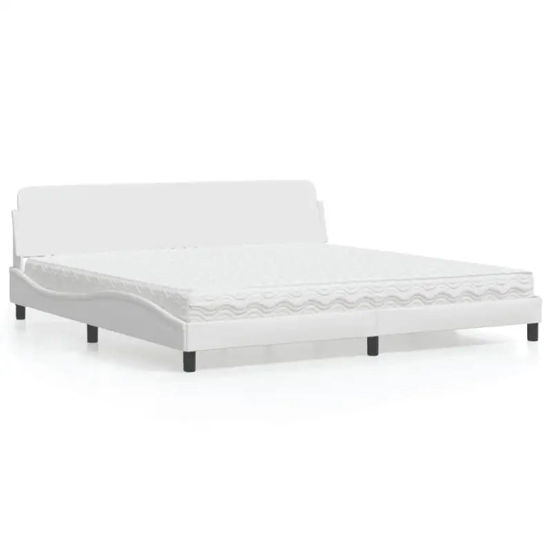 Slaap lekker met wit materiaal bed met multiplex lattenbodem en 22d PU-schuim - Wit / 200 x 200 cm - Bedden & bedframes
