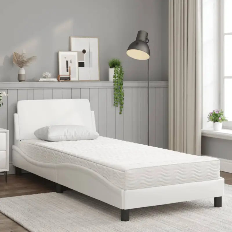 Slaap lekker met wit materiaal bed met multiplex lattenbodem en 22d PU-schuim - Bedden & bedframes