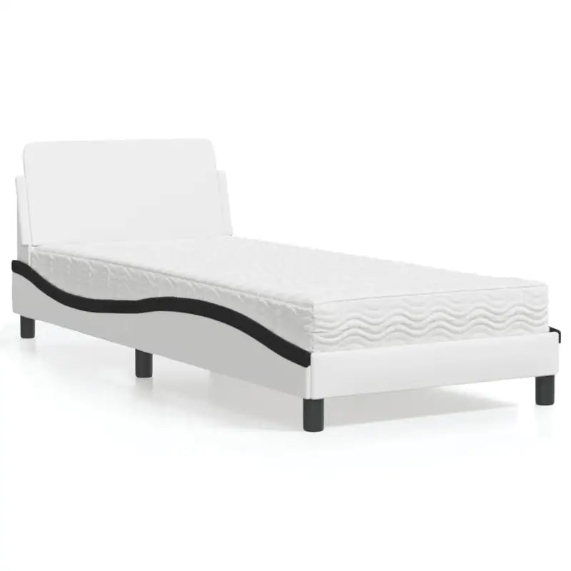Slaap lekker met wit materiaal bed met multiplex lattenbodem en 22d PU-schuim - Wit en zwart / 90 x 190 cm - Bedden &