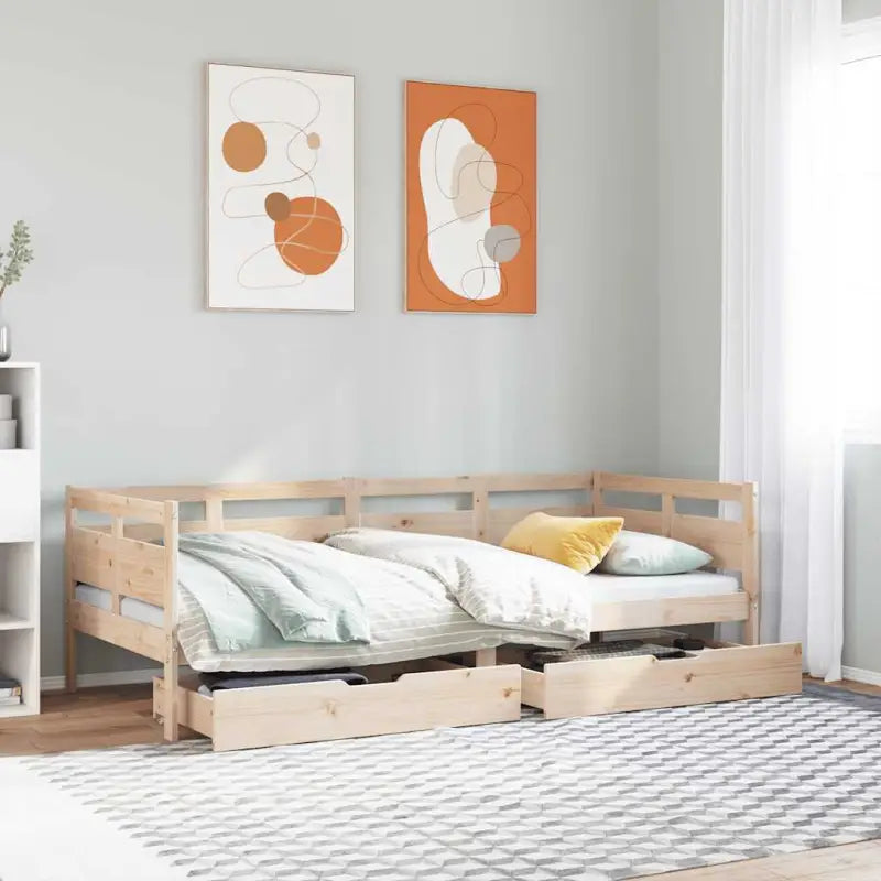 Slaapbank met massief grenenhout en rustieke charme - Naturel / 80 x 200 cm - Bedden & bedframes
