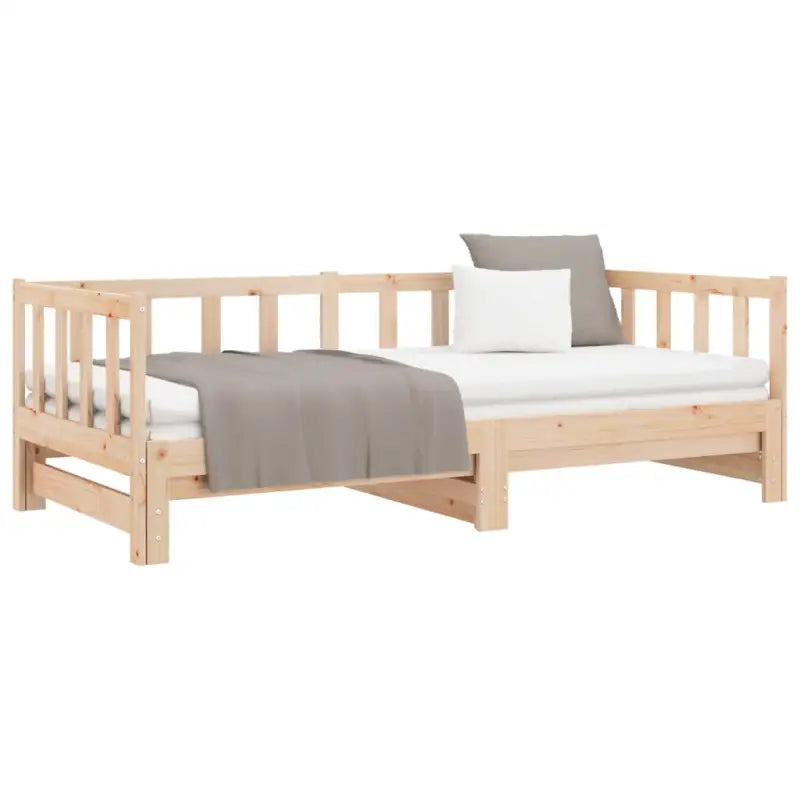 Slaapbank met onderschuifbed van massief grenenhout met handige totale afmetingen - Bedden & bedframes
