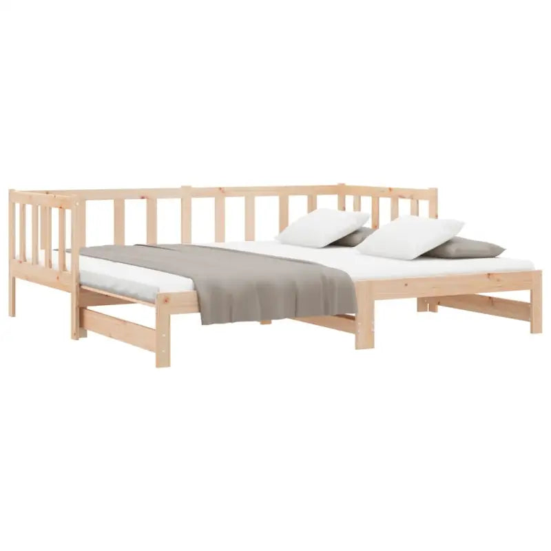 Slaapbank met onderschuifbed van massief grenenhout met handige totale afmetingen - Bedden & bedframes