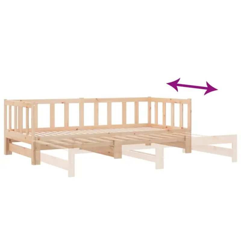 Slaapbank met onderschuifbed van massief grenenhout met handige totale afmetingen - Bedden & bedframes