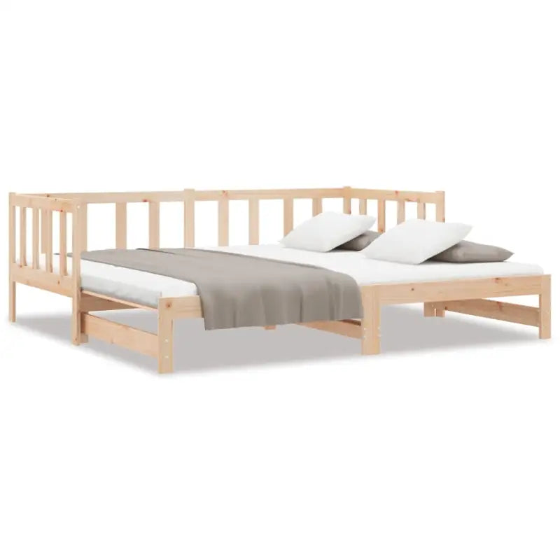 Slaapbank met onderschuifbed van massief grenenhout met handige totale afmetingen - Bedden & bedframes