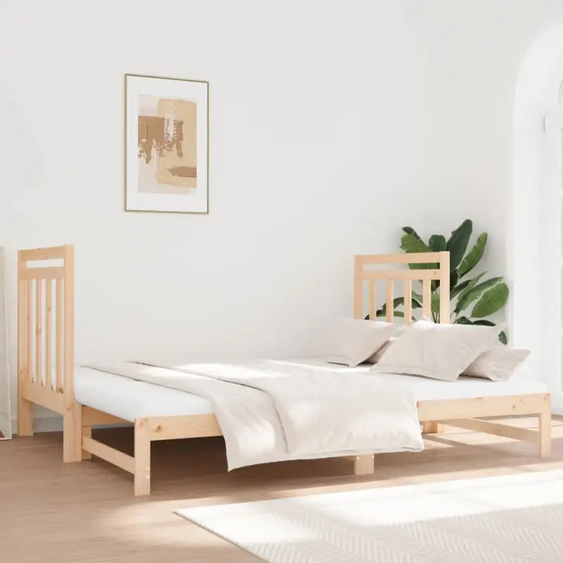 Slaapbank van massief grenenhout met levering bevat en diverse afmetingen - Naturel / 2x (90 x 190) cm - Bedden &