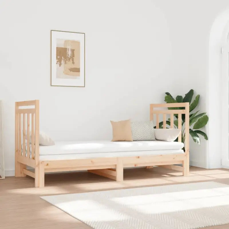 Slaapbank van massief grenenhout met levering bevat en diverse afmetingen - Naturel / 2x (90 x 190) cm - Bedden &