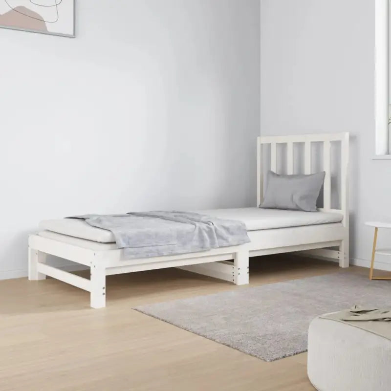 Slaapbank van massief grenenhout met praktische afmetingen - Wit - Bedden & bedframes