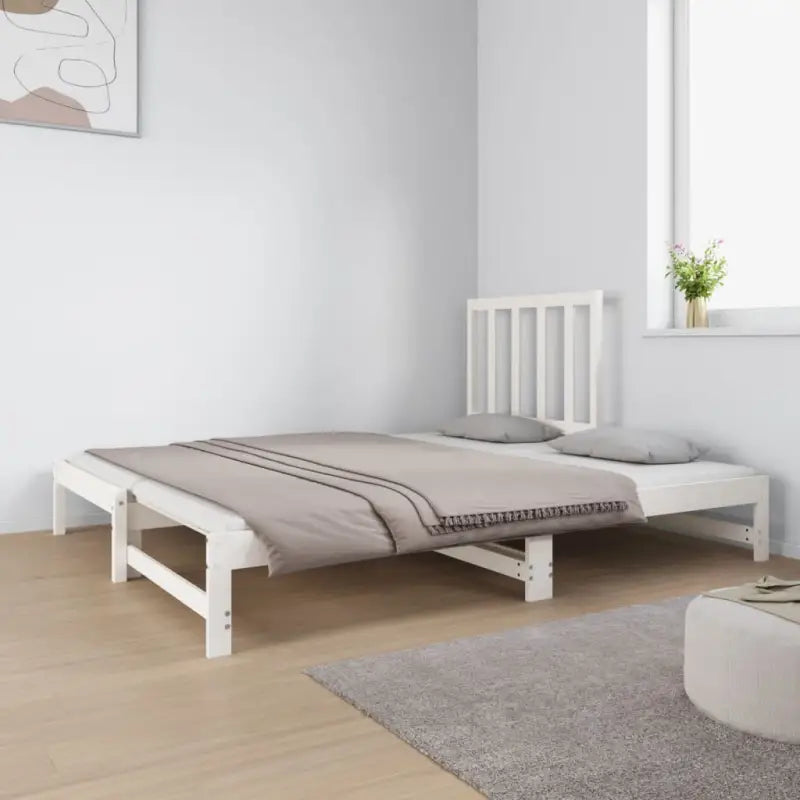 Slaapbank van massief grenenhout met praktische afmetingen - Wit - Bedden & bedframes