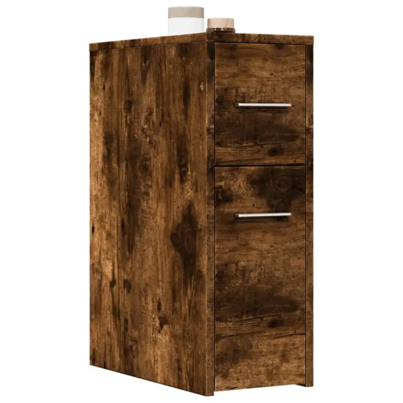 Smalle badkamerkast van bewerkt hout voor duurzaamheid en decoratie - Gerookt eiken / 1 - Opbergkasten & lockerkasten