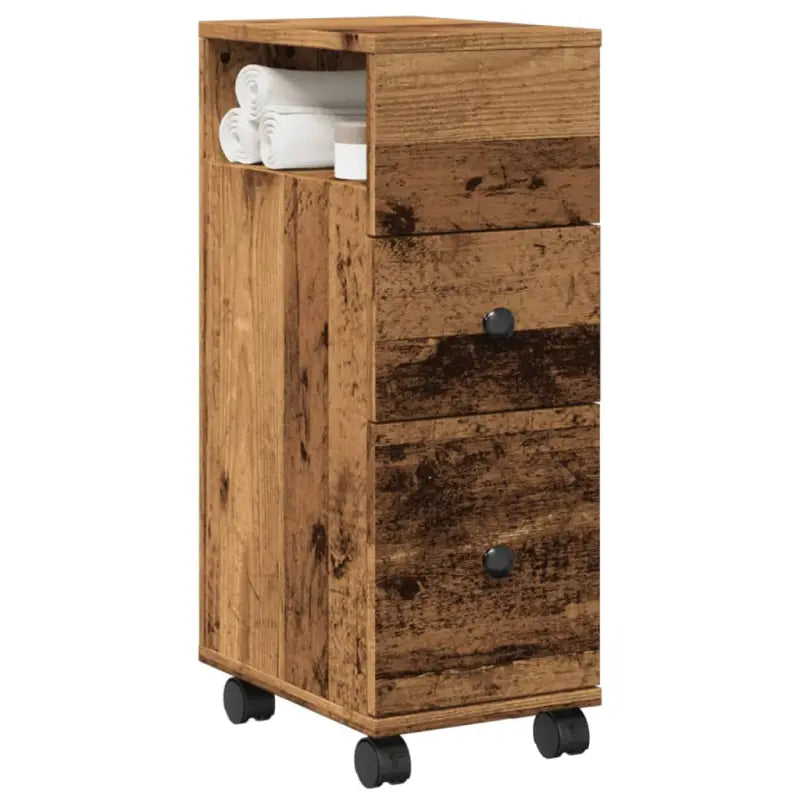 Smalle badkamerkast van bewerkt hout voor een decoratieve en praktische ruimte - Oud hout / 1 - Opbergkasten &