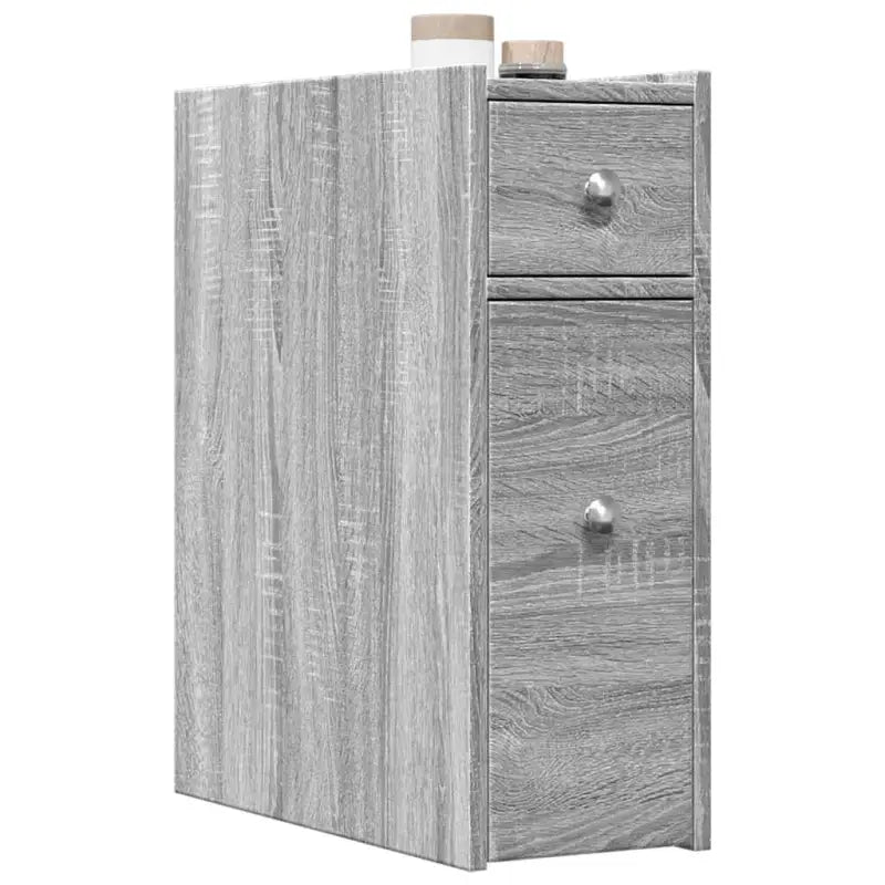 Smalle badkamerkast van bewerkt hout voor een praktische badkameroplossing - Grijs sonoma / 1 - Opbergkasten &