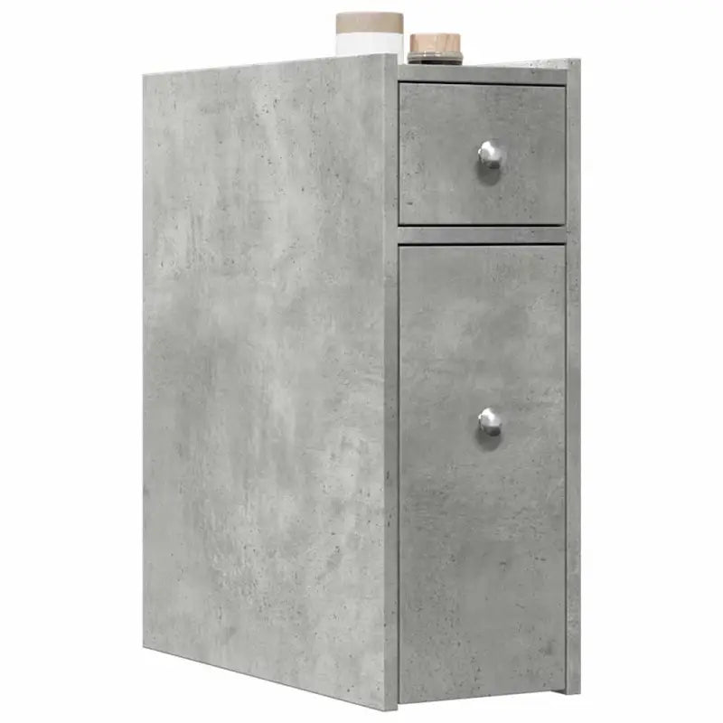 Smalle badkamerkast van bewerkt hout voor een praktische badkameroplossing - Betongrijs / 1 - Opbergkasten &