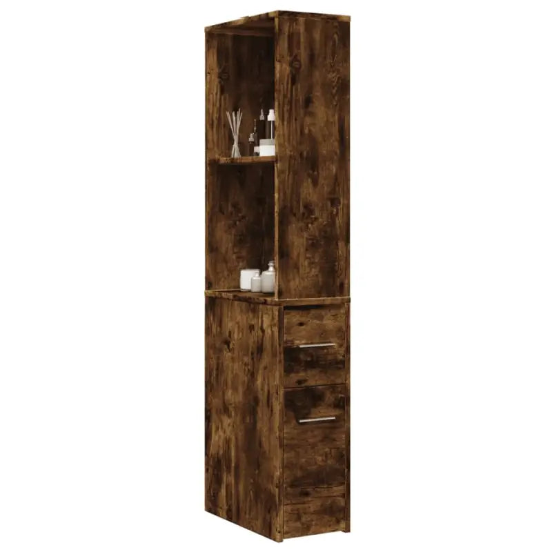 Smalle badkamerkast van bewerkt hout voor een stijlvol interieur - Gerookt eiken / 1 - Opbergkasten & lockerkasten