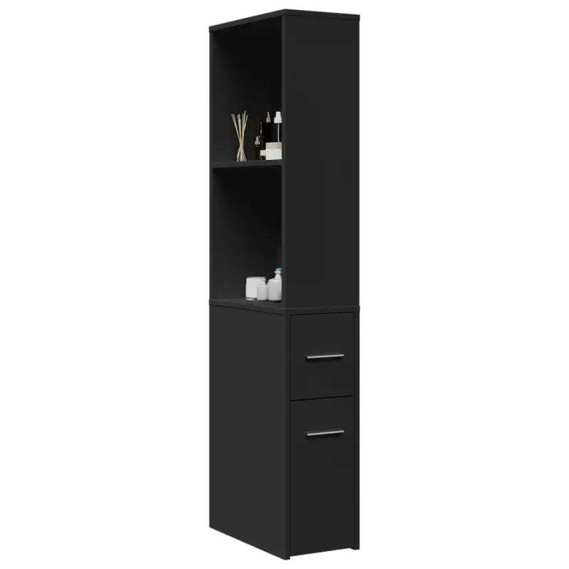 Smalle badkamerkast van bewerkt hout voor een stijlvol interieur - Zwart / 1 - Opbergkasten & lockerkasten