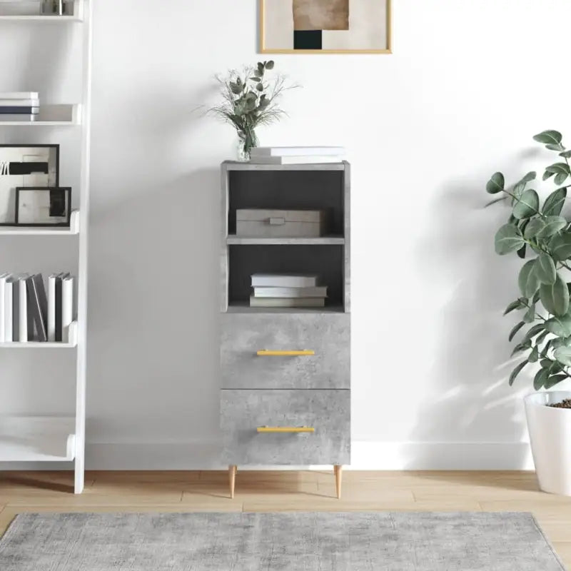 Sonoma Eiken Dressoir met metalen poten en bewerkt hout - Betongrijs / 1 - Dressoirs & buffetkasten