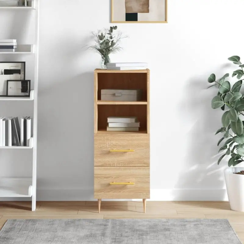 Sonoma Eiken Dressoir met metalen poten en bewerkt hout - Dressoirs & buffetkasten