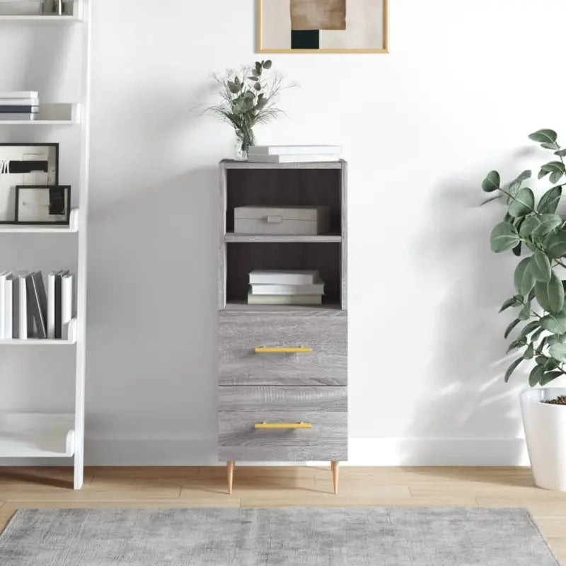 Sonoma Eiken Dressoir met metalen poten en bewerkt hout - Grijs sonoma / 1 - Dressoirs & buffetkasten