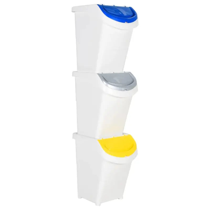 Stapelbare afvalbakken van polypropyleen voor een opgeruimde ruimte - Wit / 120 l / 3 - Prullenbakken