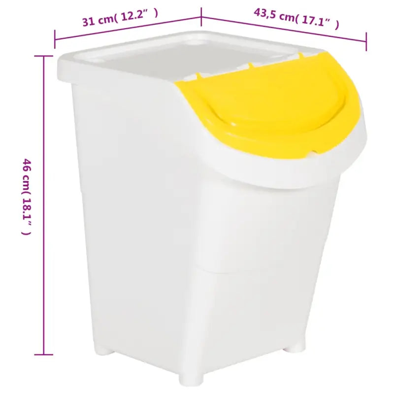 Stapelbare afvalbakken van polypropyleen voor een opgeruimde ruimte - Wit / 120 l / 3 - Prullenbakken