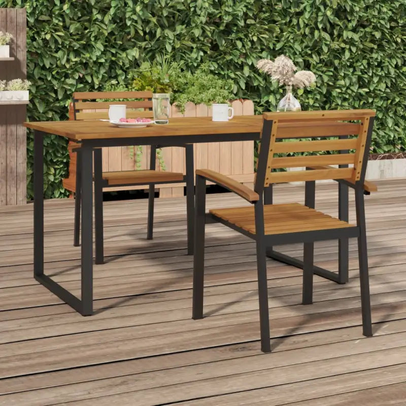 Stapelbare tuinstoelen met massief acaciahout en metalen frame - 2 - Tuinstoelen