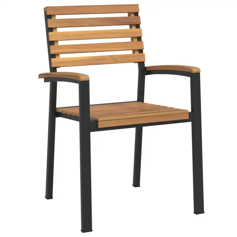 Stapelbare tuinstoelen met massief acaciahout en metalen frame - Tuinstoelen