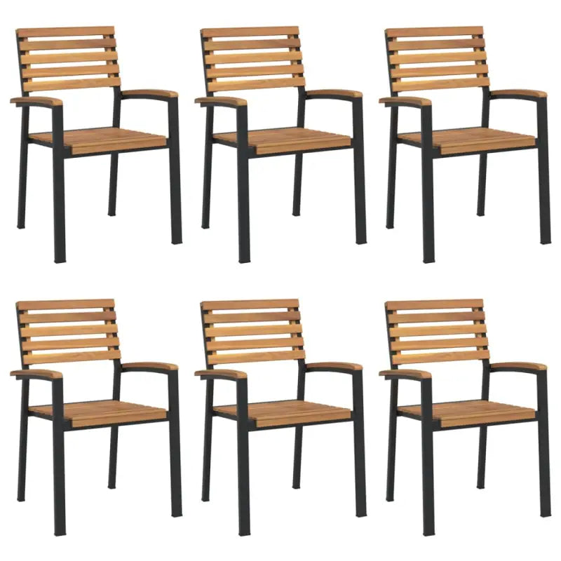 Stapelbare tuinstoelen met massief acaciahout en metalen frame - Tuinstoelen