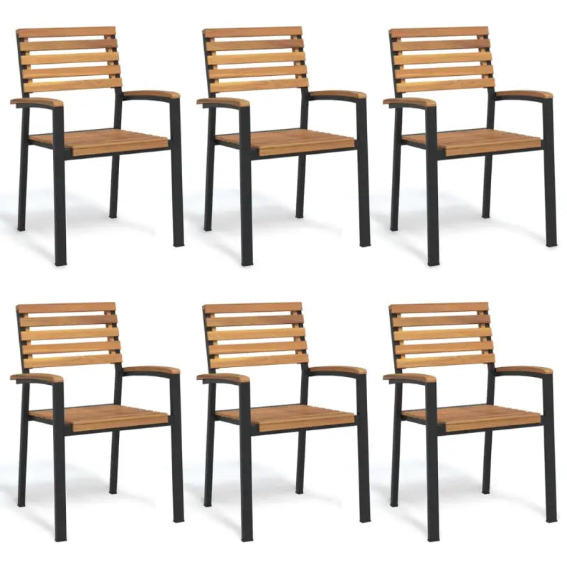 Stapelbare tuinstoelen met massief acaciahout en metalen frame - 6 - Tuinstoelen