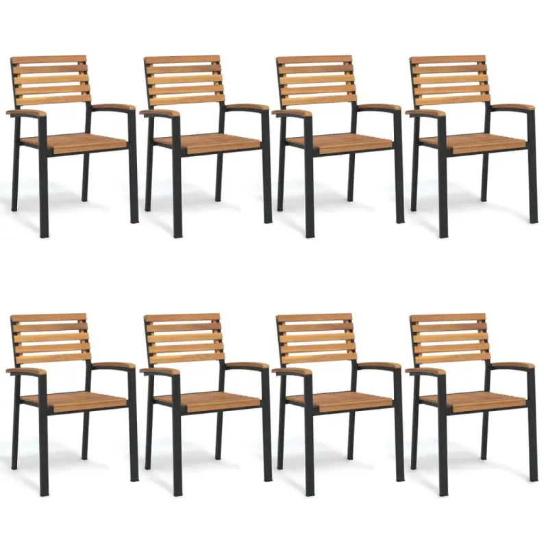Stapelbare tuinstoelen met massief acaciahout en metalen frame - 8 - Tuinstoelen