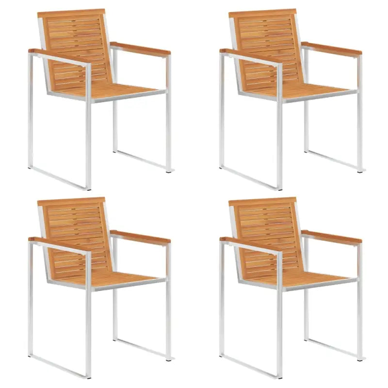 Stapelbare tuinstoelen van massief teakhout met roestvrij staal accenten - 4 / Massief acaciahout - Tuinstoelen