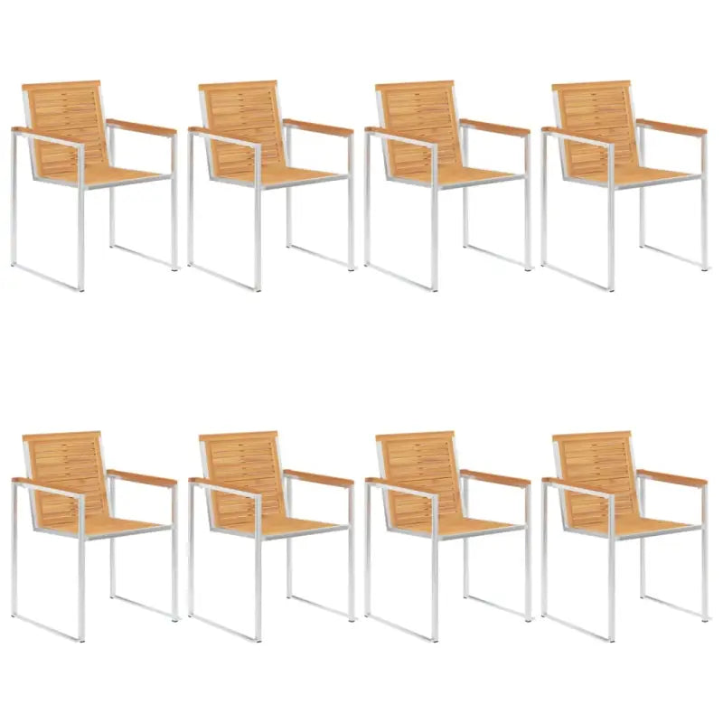 Stapelbare tuinstoelen van massief teakhout met roestvrij staal accenten - 8 / Massief teakhout - Tuinstoelen