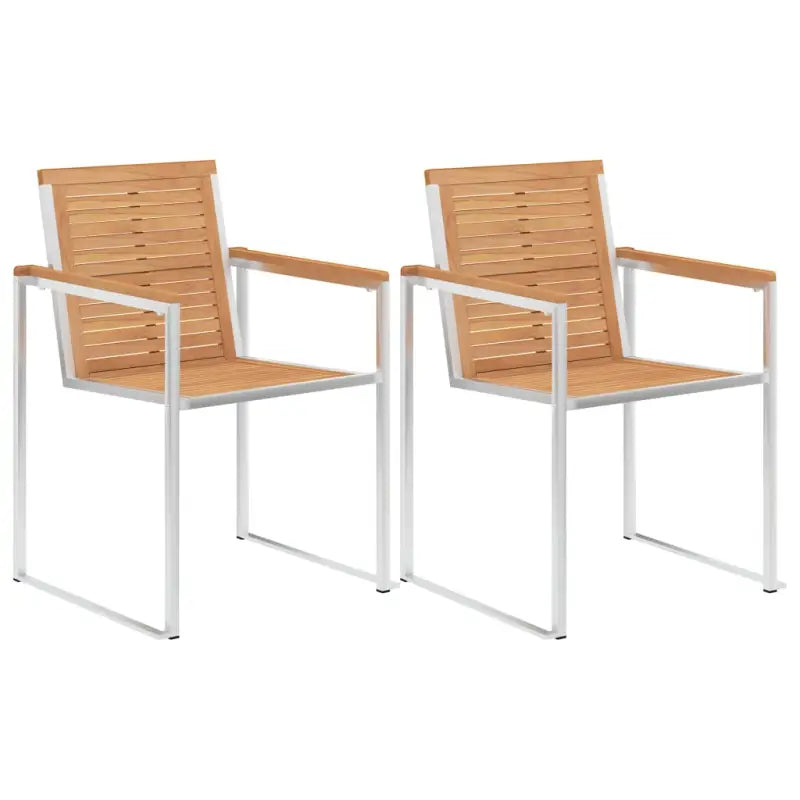 Stapelbare tuinstoelen van massief teakhout met roestvrij staal accenten - Tuinstoelen