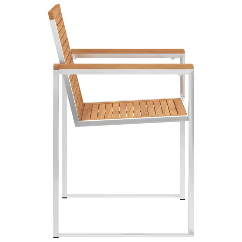 Stapelbare tuinstoelen van massief teakhout met roestvrij staal accenten - Tuinstoelen