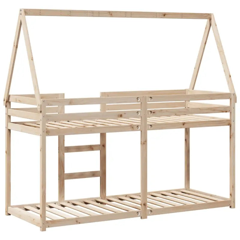 Stapelbed met bedhuis en open zijdeur in massief grenenhout - Bedden & bedframes
