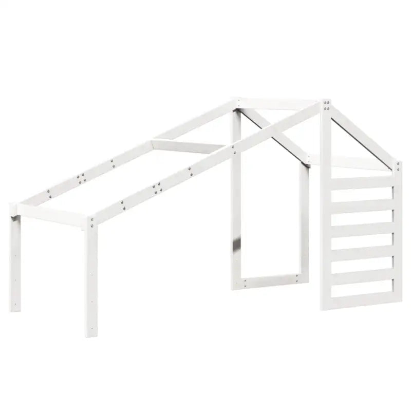 Stapelbed met bedhuis en open zijdeur van massief grenenhout in wit materiaal - Bedden & bedframes